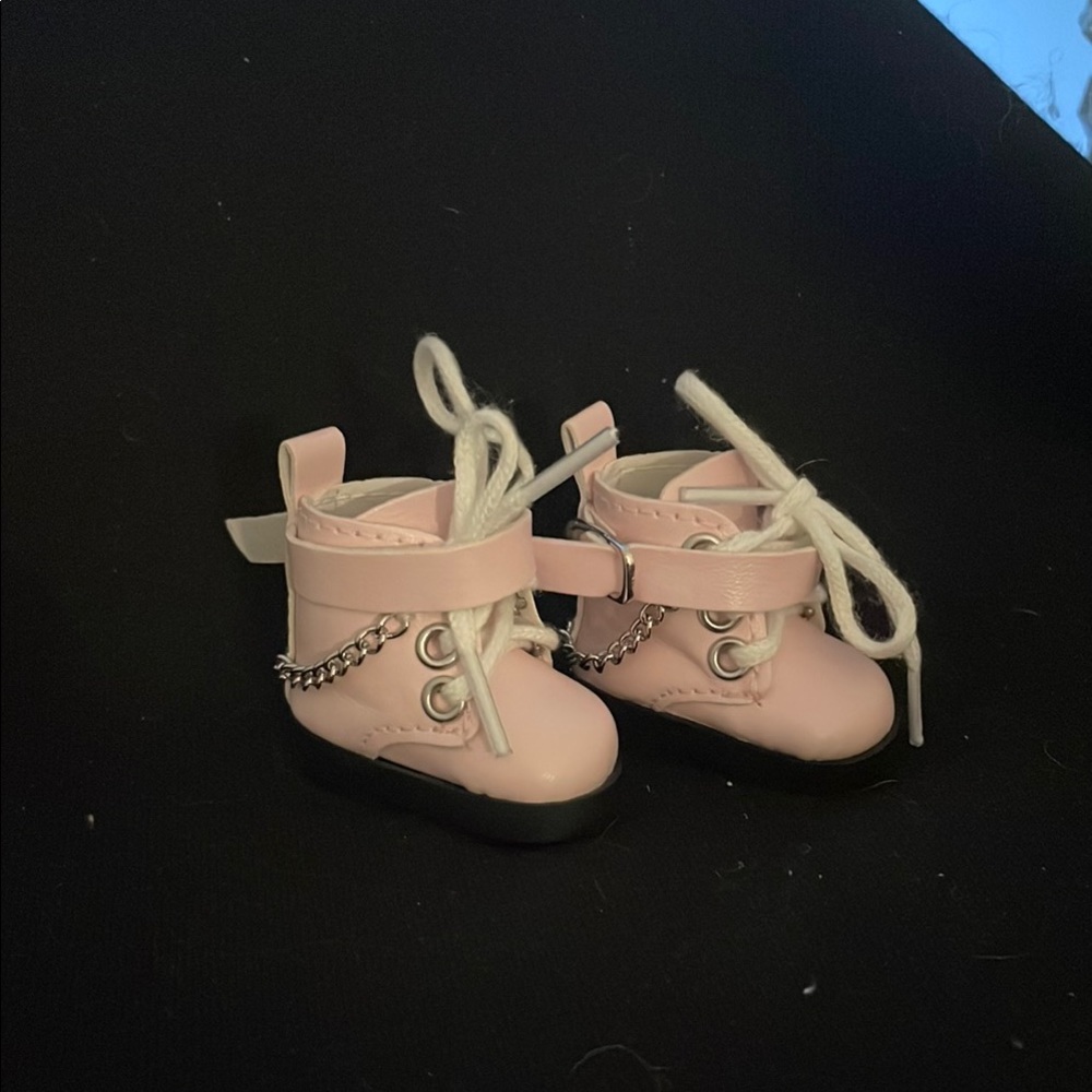 SALE-Labubu Pink Designer Boots with Chain Detail - Picture 1 of 6